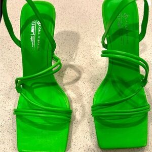 Neon green heels. New. Size US 7.5